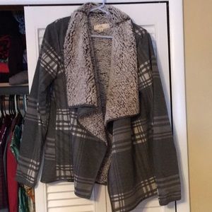 Plaid open cardigan